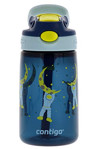 Product Cover Contigo AUTOSPOUT Kids Gizmo Flip Water Bottle, 14oz Nautical Blue Astronaut Graphic - Leak & Spill Proof Bottles for Home or Travel - Easy-Clean, Dishwasher Safe - Press Button For Pop Up Straw