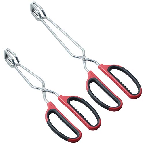 Product Cover HINMAY Scissor Tongs 10-Inch and 12-Inch Set Heavy Duty Stainless Steel Wire Tongs, Set of 2