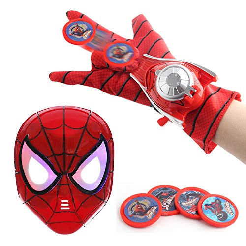 Product Cover O3 Kids Toy Spider-Man Mask + Glove + Transmitter, Spider Man LED Luminous Mask Accessories Hero FX Glove, Homecoming Superhero Dress Up Costumes Webshooter Web Slinger Launcher Role Play Set Toy