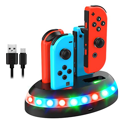 Product Cover Joy-Con Charging Station for Nintendo Switch,Gintenco 4 in 1 Switch Controller Charging Dock Fast Charging Switch Station Stand with RGB Indicator Lights Type-C USB Included