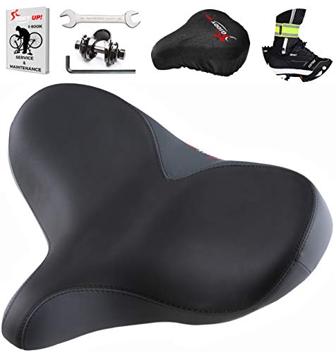 Product Cover Giddy Up! Bike Seat - Oversize Comfortable Bicycle Saddle - Extra Wide Replacement Universal Fit Indoor Outdoor Padded Memory Foam