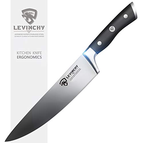 Product Cover LEVINCHY Chef's Knife 8 inch, Professional Super Sharp Kitchen Knife, Japanese High Carbon Stainless Steel, Superb Edge Retention Stain & Corrosion Resistant, Balance and Ergonomic Handle