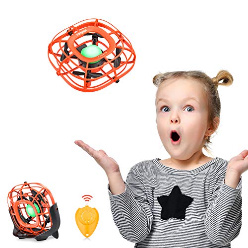Product Cover Mini Drone, Levitation UFO Drone, Hand Operated Quad Induction Flying Ball Toys, Easy Remote Control 2 Speed, Mini Handheld USB Fan, Toys for Boys and Girls Toddlers, Tomzon A15 Orange