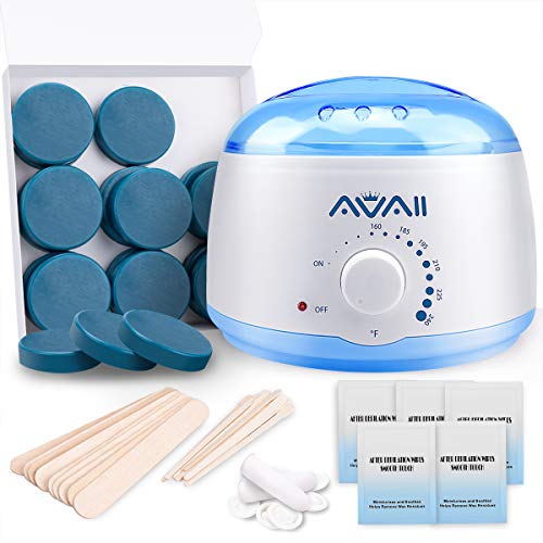 Product Cover Wax Warmer Kit, AVAII Hair Removal Waxing Kit with 18 Hard Wax Target for Bikini Brazilian Full Body Face Facial Eyebrows Legs Armpit, Painless At Home Wax Kit for Women and Men