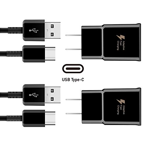Product Cover 2 Pack Adaptive Fast Charger 5 ft Type C (Wall Charger+Type C USB Cable) Compatible with Samsung Galaxy S8 / S8+ / S9 / S9+ / S10e / S10 / S10+ / Note8 / Note 9 / LG G8 (Black)