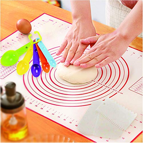 Product Cover Silicone Baking Mat，24 x 16 Inch Non-Stick Silicone Measuring Pastry Mat with 3 Pcs Scraper and 5 Pcs Measuring Spoons，BPA Free，Heat Resistant - Easy Clean Kneading Mat with Measurements