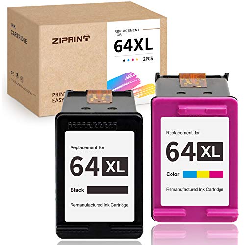 Product Cover Ziprint Remanufactured Ink Cartridge Replacement for HP 64XL 64 XL use for Envy Photo 7155 7855 6255 7120 6220 6230 6232 6252 6258 7130 7132 7158 7164 7820 7830 Envy 5542 Printer (Black, Tri-Color)