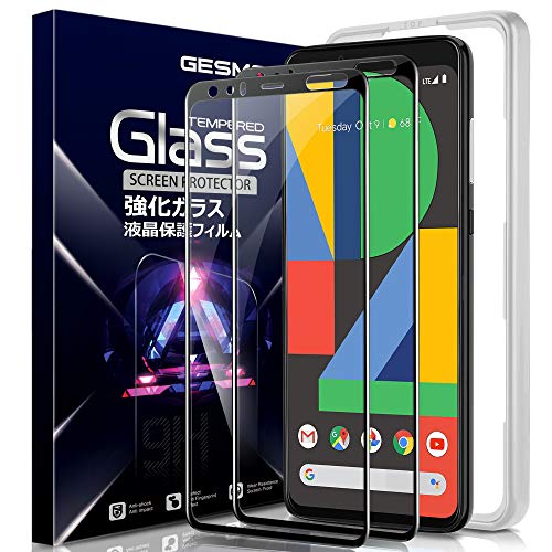 Product Cover Gesma Screen Protector for Google Pixel 4, [3D Full Cover] [Easy Alignment Frame] 9H Tempered Glass Compatible with Google Pixel 4 Phone(Black, 2PCs)