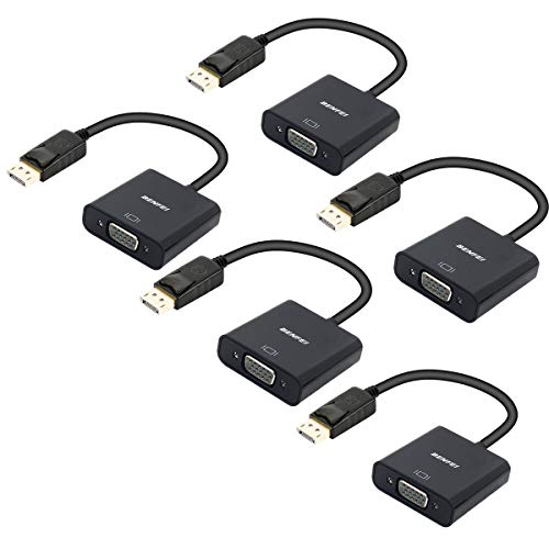 Product Cover DisplayPort to VGA 5 Pack, Benfei Gold-Plated DP to VGA Adapter (Male to Female) Compatible for Lenovo, Dell, HP, ASUS