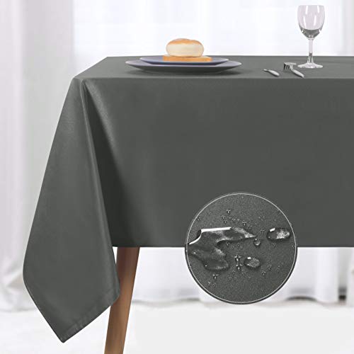 Product Cover NLMUVW Rectangle Table Cloth, Waterproof Oblong Tablecloth, Microfiber Fabric 210 GSM Table Cover for Party Picnic Outdoor and Indoor Use (60 x 84 Inch, Grey)