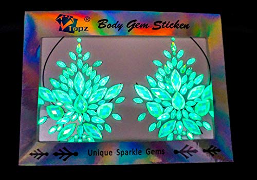 Product Cover glow in the dark face gems halloween body gems jewels festival nipple body jewelry Rave Accessories temporary tattoo Stickers for halloween (TP351 chest paste)