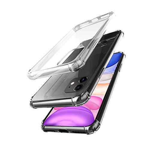 Product Cover amCase iPhone 11 (6.1'') Clear Case, Hybrid Shock Absorbing TPU Frame & Rigid Back Plate Protective Case for iPhone 11 (2019) - Clear