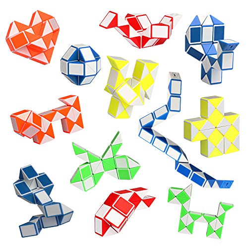 Product Cover Ganowo 12 Pack Fidget Snake Cube Mini Twist Puzzle -Party Favors,Party Bag Fillers, Carnival Prizes for Kids, Goody Bag Filler Birthday Gift-Stocking Stuffer for Sensory Kids Toy Age 3 4 5 6 7