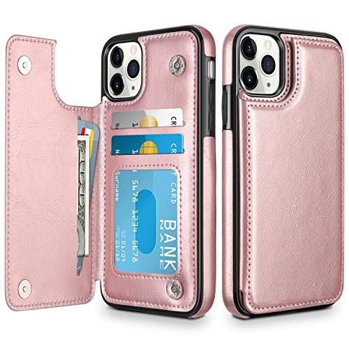 Product Cover HianDier Wallet Case for iPhone 11 Pro Case Slim Protective Case with Credit Card Slot Holder Flip Folio Soft PU Leather Magnetic Closure Cover for 2019 iPhone 11 Pro 5.8 Inches, Rose Gold