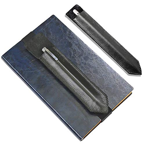 Product Cover Pen Holder/Pencil Holder for Notebook, Detachable Elastic Band Holder (2 Pack), Genuine Leather Sleeve for Planner Journal Tablet Laptop Ipad Samsung Hardcover (Black)