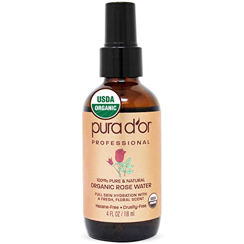 Product Cover PURA D'OR Organic Rose Water Toner (4oz) - 100% Pure USDA Organic - Full Skin Hydration - Control Excess Oils & Acne - Cleanses & Softens Skin - Promotes Skin Cell Regeneration - For All Skin Types