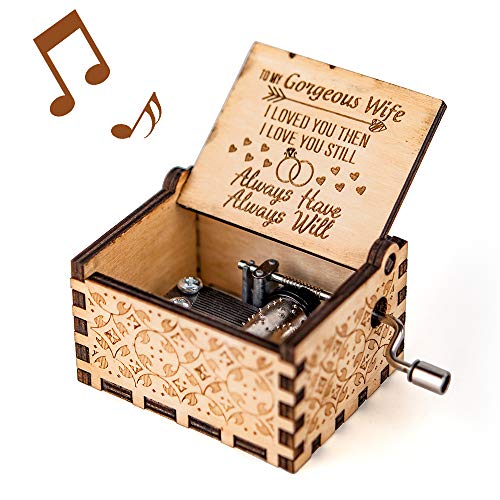 Product Cover You are My Sunshine Music Box, Gift for Wife from Husband Vintage Wooden Hand Crank for Wedding Anniversary/Valentine's Day/Birthday (Wood)