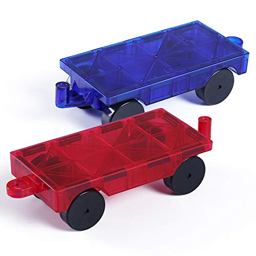 Product Cover Jasonwell 2PCS Magnetic Car Truck Wheel Set for Magnetic Blocks Magnet Tiles Building Blocks Extra Long Bed Re-Enforced Latch Toys for Toddlers Boys Girls