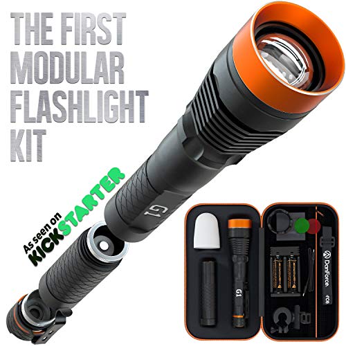 Product Cover DanForce G1: Patented Tactical Flashlight. Unique Gift for Men, High 1080 Lumens Rechargeable Light Turn To 6 LED Flashlights: Large, EDC, Lantern, Bike Light, Red & Green, As Seen On Kickstarter