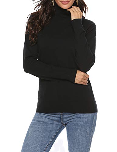 Product Cover YAWOVE Women's Basic Turtleneck Slim Solid Shirt Top Lightweight Pullover Sweater S-XXL