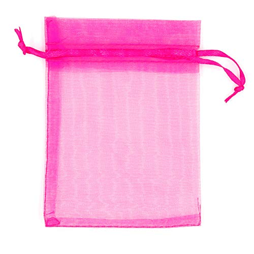 Product Cover ATCG 50pcs 8x12 Inches Large Drawstring Organza Bags Decoration Festival Wedding Party Favor Gift Candy Toys Makeup Pouches (Hot Pink)