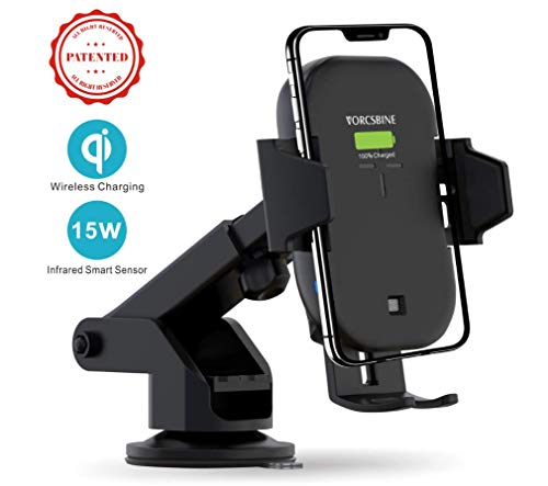 Product Cover VORCSBINE Wireless Car Charger Mount,Auto-Clamping 15W/10W/7.5W Qi-Certified Fast Charging Mount(Patent), Air Vent Holder Compatible with iPhone 11/11 Pro/11 Pro Max/Xs MAX/XR/X,Samsung S10/S10 Plus