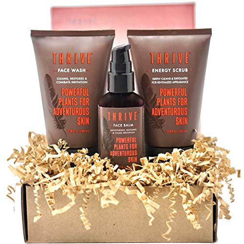 Product Cover Thrive Natural Deep Clean Skincare Kit for Men & Women (3 Piece) - Gift Set with Natural Face Scrub, Wash & Moisturizing Face Lotion - Organic & Natural Ingredients - Made in USA, Vegan & Cruelty Free