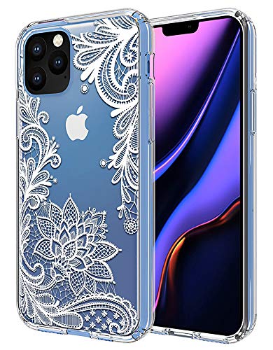 Product Cover Thinkart Designed for iPhone 11 Pro Max Case White Flower The Clear Transparent Hard PC Back Slim and TPU Grip Bumper Case Compatible for iPhone 11 Pro Max (6.5 Inch) Phone ( White Flower)