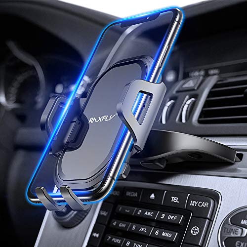 Product Cover CD Slot Car Phone Mount RAXFLY Universal 360° Rotation CD Player Car Phone Holder Mount One Button Installation Release Compatible with Smartphone Samsung Galaxy Note 10 9 S10 S9 Plus iPhone 11 X XR