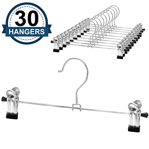 Product Cover NORTHERN BROTHERS Pants-Hangers-Skirt-Hangers-Pant-Hangers-with Clips Slack Hangers Pants Trouser Hangers Clothes Hangers for Pants (30 PCS)