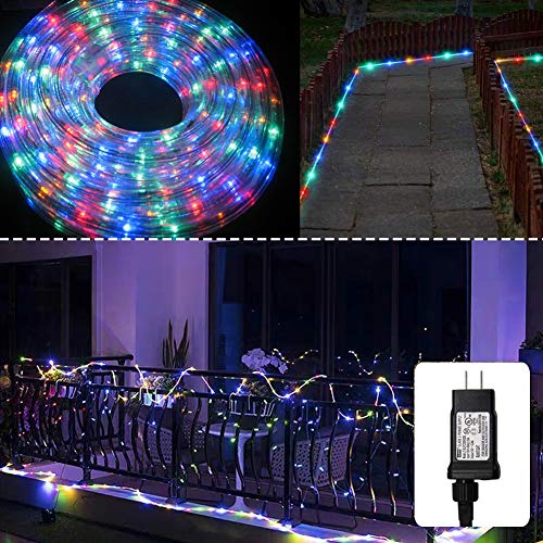 Product Cover Twinkle Star LED Rope Lights Outdoor, 33 FT 240 LED, Low Voltage, Connectable Indoor Outdoor Garden Patio Party Weddings Christmas Decoration, Multicolor