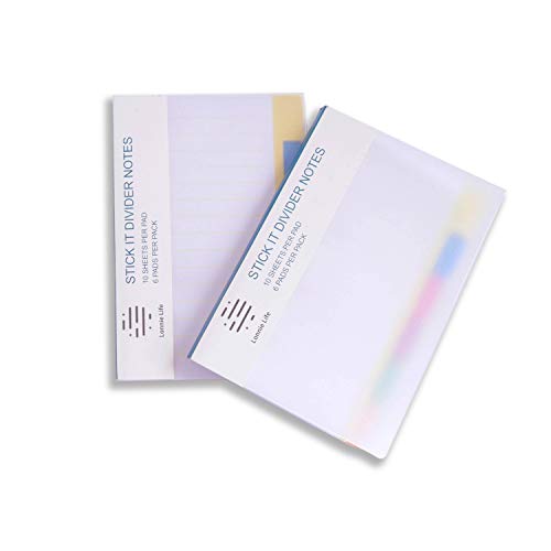 Product Cover Lonnie Life Divider Sticky Notes,60 Index Tabs,Note Pads 4 x 6 Inch,Assorted Neon Colors Borders,Self-adhesive Sticky Notes,Translucent Frosted Cover