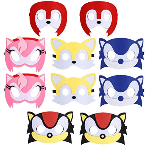 Product Cover All Star Games Felt Masks for Sonic Party - 10 Masks - Comfortable, One-Size-Fits-Most Design - Premium Quality Eco-Felt and Fleece. Great for Birthday, Gift, Party Favor, Cosplay!