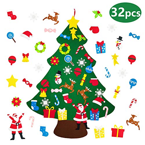 Product Cover 32PCS Felt Christmas Tree Toddlers - 3.1ft DIY Christmas Felt Tree for Kids Felt Christmas Tree for Toddlers