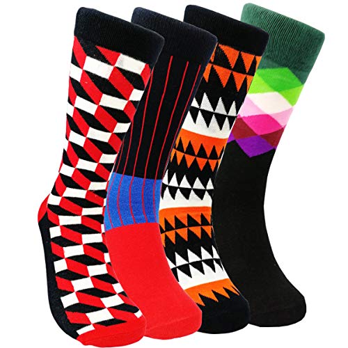 Product Cover Funny Mens Colorful Dress Socks - HSELL Fun Novelty Patterned Crazy Design Socks