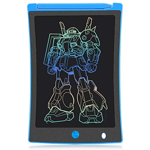 Product Cover KURATU LCD Writing Tablet 8.5 inch Electronic Colorful lines Drawing Pad for Kids Portable Reusable E-writer Elder Message Board Digital Handwriting Pad Doodle Board for School Fridge or Office (Blue)