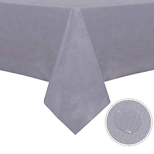 Product Cover sancua 100% Waterproof Rectangle PVC Tablecloth, Oil-Proof and Spill-Proof Vinyl Table Cloth, Wipe Clean Table Cover for Table, Buffet Parties and Camping, 54 x 78 inch Grey