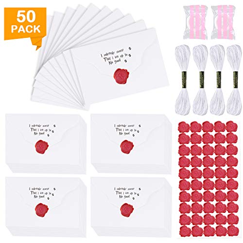 Product Cover K KUMEED 50 Pack Tiny Envelopes for Harry Potter Theme Party Magic Wizard Birthday Party Kids Wizard Party Decorations Baby Shower