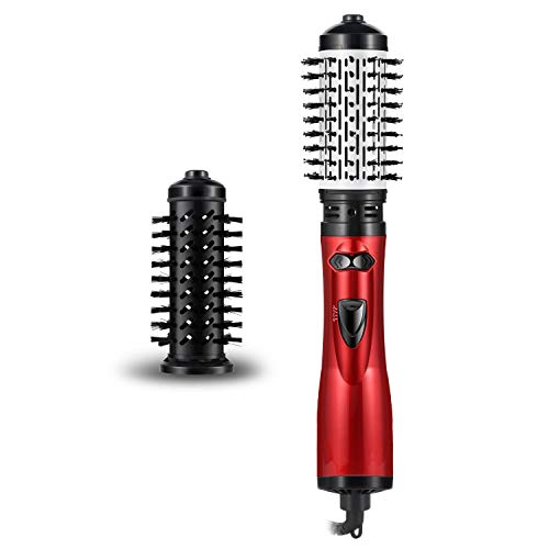 Product Cover Hair Dryer With Brush, AOIEORD One Step Hair Dryer And Styler, Auto-rotating Detangle Hot Air Brush With 2 Brush Attachments (Red)