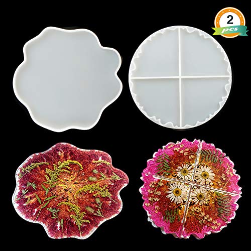 Product Cover LET'S RESIN Geode Agate Resin Coaster Molds, 2Pcs Flexible Silicone Geode Agate Molds, Irregular Coaster Molds for Making Resin Geode, Agate Slice Coasters, Cups Mats, Home Decoration