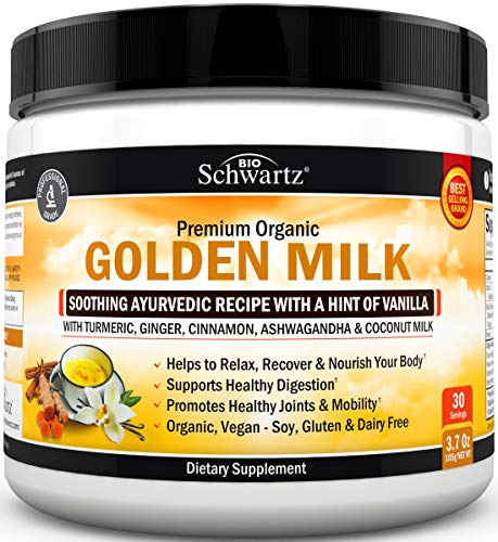 Product Cover Premium Organic Keto Golden Milk Powder with Ashwagandha & Turmeric - For Relaxation & Recovery - Promotes Healthy Joints & Mobility - Supports Healthy Digestion -Soothing Ayurvedic Blend with Vanilla