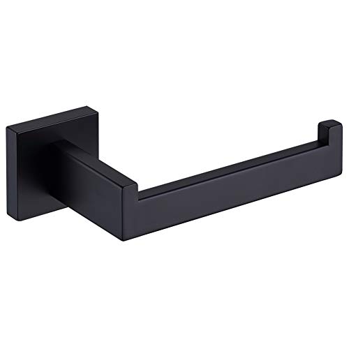 Product Cover TASTOS Toilet Paper Holder Matte Black, Toilet Tissue Roll Holders Dispenser and Hangers Wall Mounted for Bathroom & Kitchen, Stainless Steel Modern Square Style