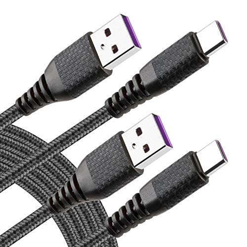 Product Cover USB C Cable 10ft, Samsung Galaxy S8 S9 Plus Charger 3A Fast Charging, 2 Pack Nylon Braided USB A to Type C Charging for for Samsung S10 Note 9, Pixel, LG V30 G6 G5, Google Pixel Gray