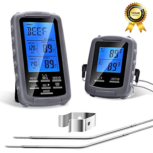 Product Cover Remote Digital BBQ Wireless Meat Thermometer, Kitchen Cooking Food Thermometer With Dual Probes for Grilling Oven Kitchen Smoker, Instant Read Meat Thermometer Monitors Food 230 FT Range