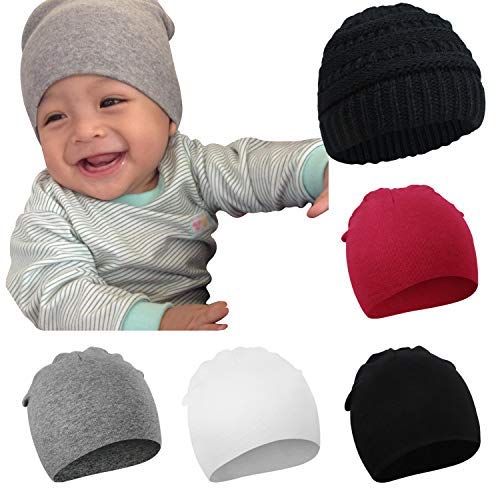 Product Cover DRESHOW BQUBO 5 Pieces Baby Turban Hats Turban Bun Knot Baby Infant Beanie Baby Girl Soft Cute Toddler Cap