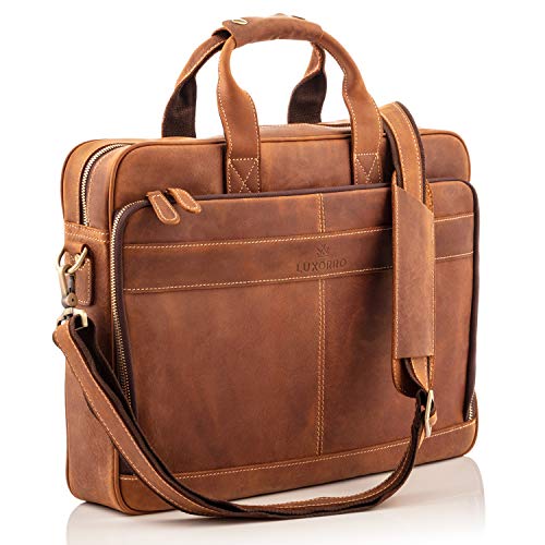 Product Cover Full Grain Leather Laptop Messenger Bag for Men - Fits 15.6