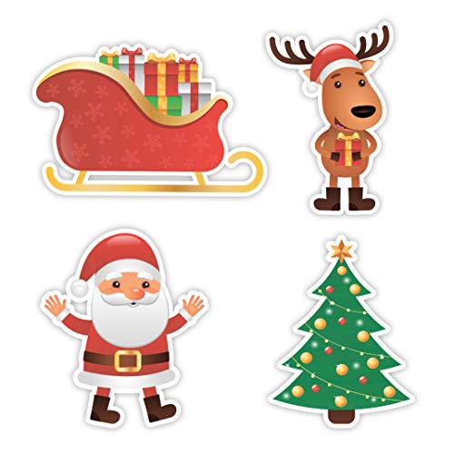 Product Cover Christmas Cutouts - Santa Reindeer Sleigh Christmas Tree Party Decorations Supplies for Kids Classroom Winter Holiday - 20 PCS
