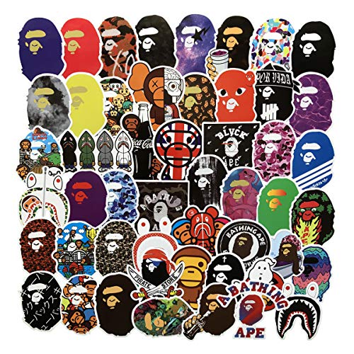 Product Cover Popular Logo Stickers Bape Brand Stickers Laptop Water Bottles Bedroom Wardrobe Car Skateboard Motorcycle Bicycle Mobile Phone Luggage Guitar DIY Decal (Bape 50)