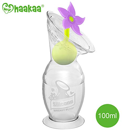 Product Cover Haakaa Manual Breast Pump with Suction Base and Flower Stopper (4oz/100ml)(Purple)