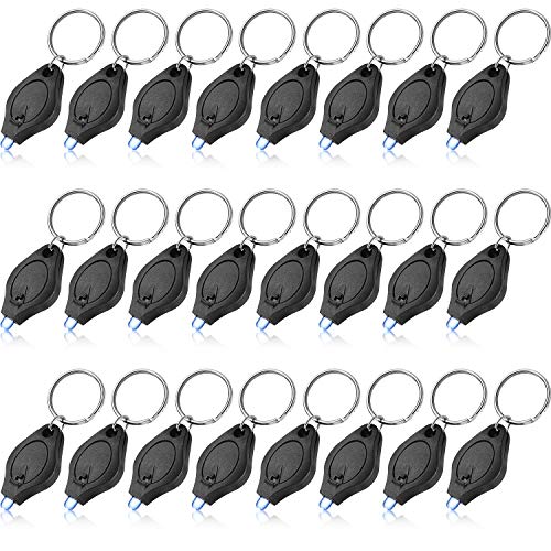 Product Cover 24 Pack Mini LED Keychain Flashlight LED Key-Ring Light Torch Ultra Bright Key-Ring Light Lamp for Camping Outdoor Equipment, Batteries Included, Black